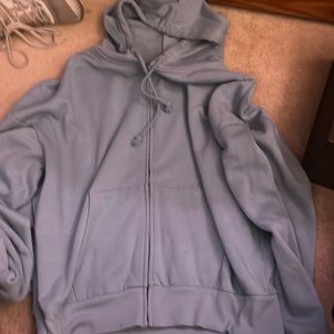 blue zip up hoodie from kohls. the sizing is small but it is very soft and comfy